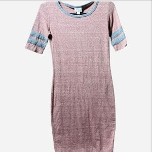 Lularoe Xxs Casual Maroon T Shirt Dress with Blue Accents